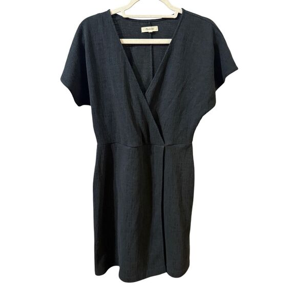 Madewell Cross-Front Flutter-Sleeve Mini Dress in Dark Nightfall Sz  M - Picture 1 of 11